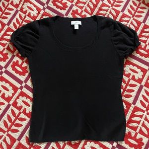 Black puff sleeve knit top